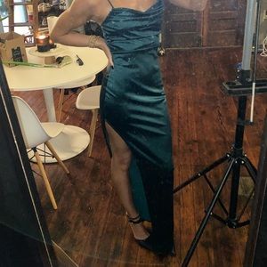 Emerald green, floor length evening dress from Windsor.
